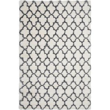 Vloerkleed hoogpolig - Cremewit met donkergrijs - 200x300, Verzenden