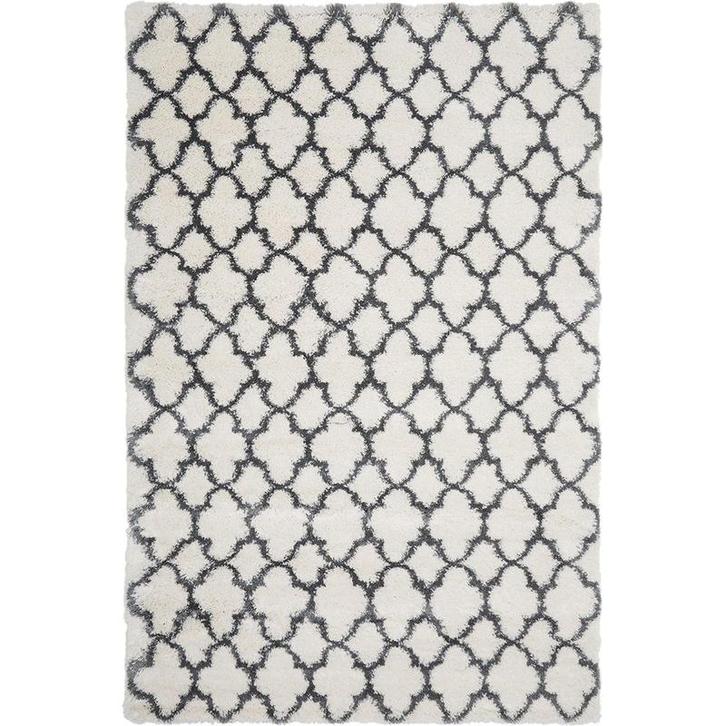 Vloerkleed hoogpolig - Cremewit met donkergrijs - 200x300, Huis en Inrichting, Stoffering | Tapijten en Vloerkleden, Verzenden