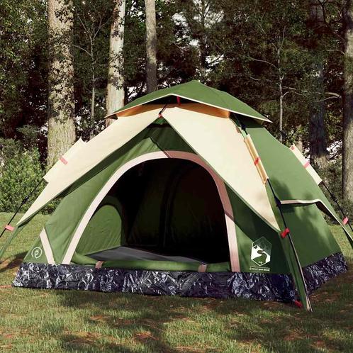 vidaXL Koepeltent 3-persoons snelontgrendeling groen, Caravans en Kamperen, Tenten, Nieuw, Verzenden
