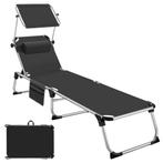 tectake Ligbed Aurelie van aluminium, 6 niveaus - zwart, Tuin en Terras, Tuinsets en Loungesets, Verzenden, Nieuw