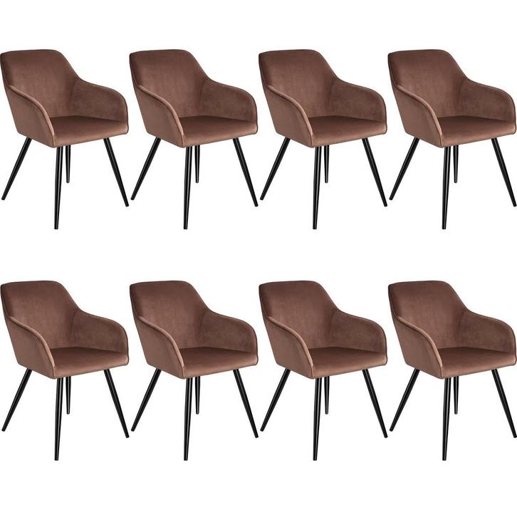 tectake Eetkamerstoel Marilyn fluweellook, zwarte stoelpoten, Huis en Inrichting, Stoelen, Verzenden