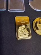 Themacollectie - 2 goudvergulde baren met maritieme themas.