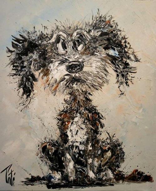 Laurent Pate (1970) - Youki  (chien animaux), Antiquités & Art, Art | Peinture | Moderne