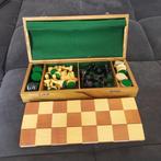 Exklusives Vintage Reise Schachbrett - Schaakspel - Hout