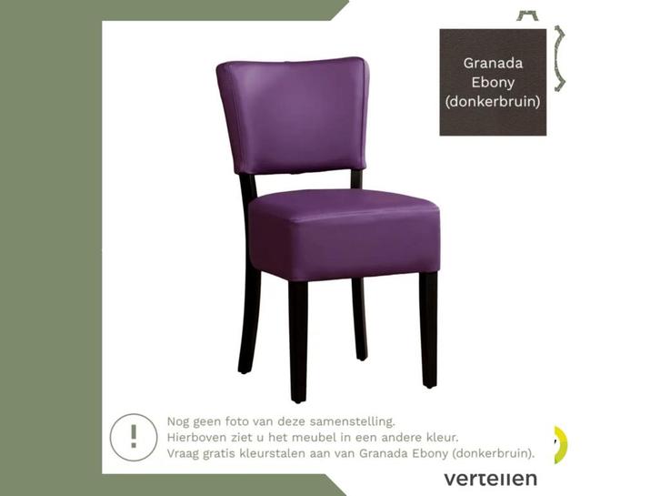 Leren eetkamerstoel Rest - Granada Ebony (donkerbruin) -, Huis en Inrichting, Stoelen, Bruin, Eén, Nieuw, Leer, Ophalen of Verzenden
