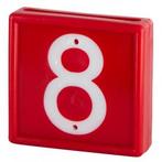 Nummerblok, 1-cijf., rood met witte nummers (cijfer 8) -