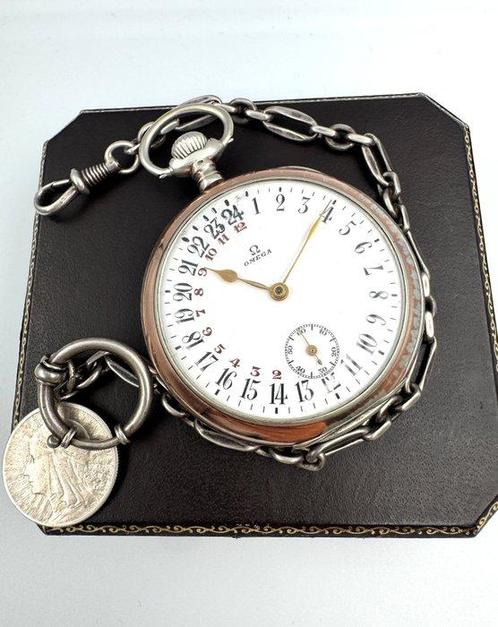 Omega - Grand Prix Paris 1900 Silver Pocket Watch -, Handtassen en Accessoires, Horloges | Heren