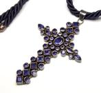 925 Zilver - Blauwe kyaniet - Grote kruis - Hanger