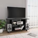 vidaXL Tv-meubel met wieltjes 80x40x45 cm bewerkt hout zwart, Verzenden, Nieuw