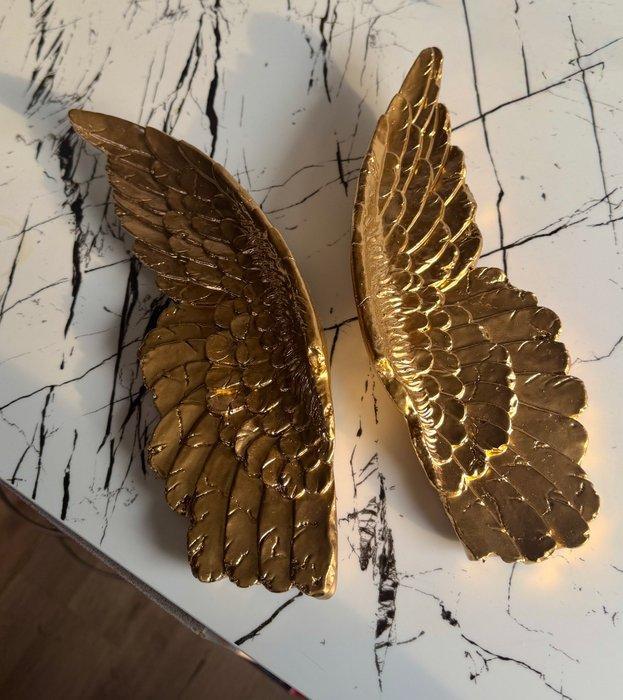 Reliëf, Golden ANGEL Wings Wall Decor - 28 cm - beton, Gips, Antiek en Kunst, Kunst | Designobjecten