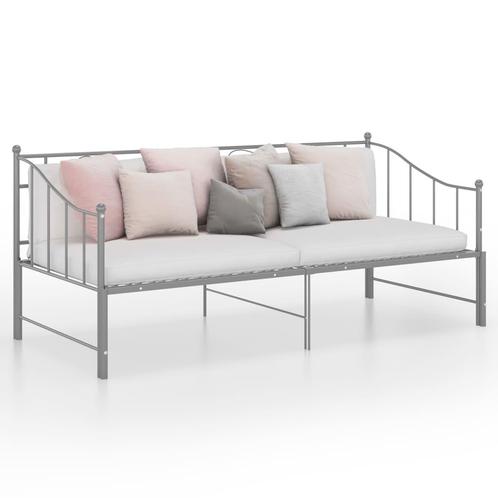 vidaXL Cadre de canapé-lit extensible Gris Métal 90x200, Maison & Meubles, Chambre à coucher | Lits, Neuf, Envoi