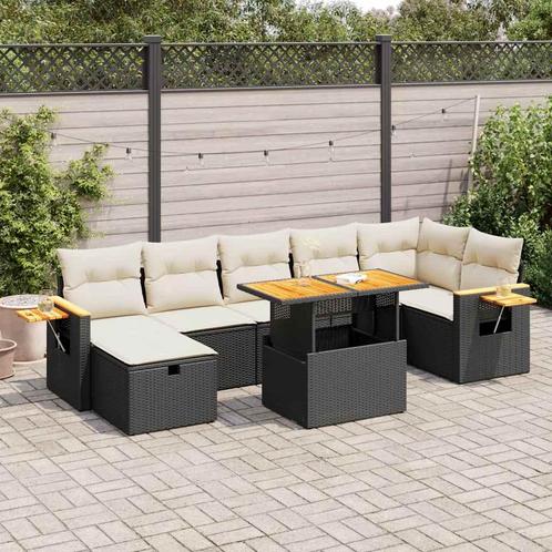 vidaXL 5-delige Loungeset met kussens poly rattan zwart, Tuin en Terras, Tuinsets en Loungesets, Loungeset, Nieuw, Verzenden