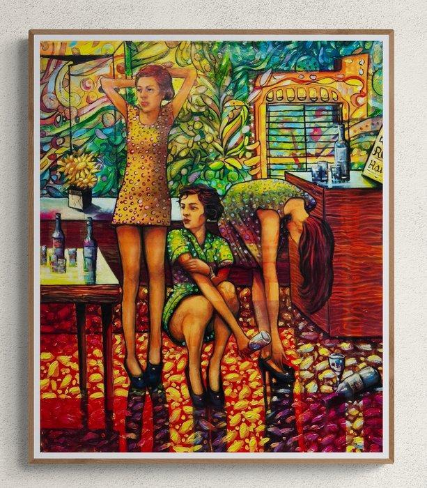Pedro Pablo Diaz Avila - chicas festejando NO reserve, Antiek en Kunst, Kunst | Schilderijen | Modern