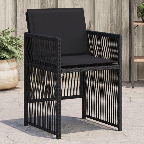 vidaXL Tuinstoelen 4 st met kussens poly rattan zwart, Tuin en Terras, Tuinstoelen, Nieuw, Verzenden