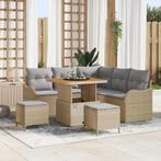 vidaXL Tuinbank Set 8 pcs Beige poly rattan, Tuin en Terras, Verzenden, Nieuw