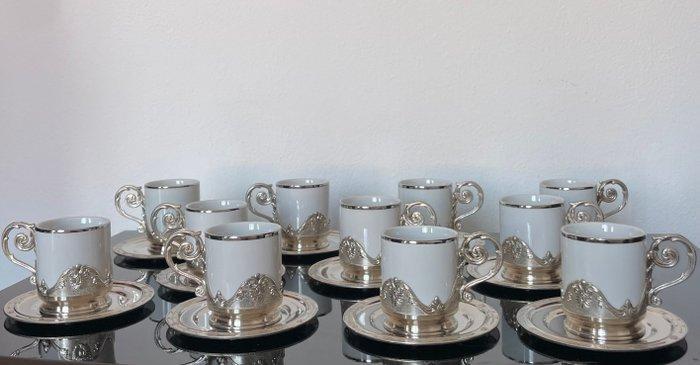 Koffiekopje (22) - .800 zilver - Porselein, Antiek en Kunst, Antiek | Meubels | Tafels