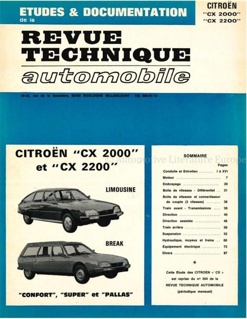CITROËN CX 2000 | 2200, REVUE TECHNIQUE AUTOMOBILE, Boeken, Auto's | Boeken
