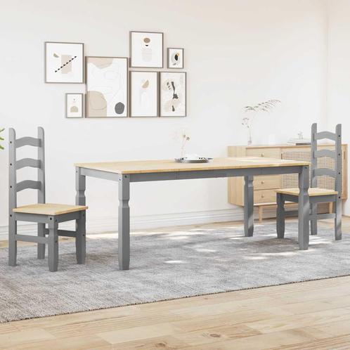 vidaXL 3-delige Eetset Panama massief grenenhout grijs, Huis en Inrichting, Complete eetkamers, Nieuw, Verzenden