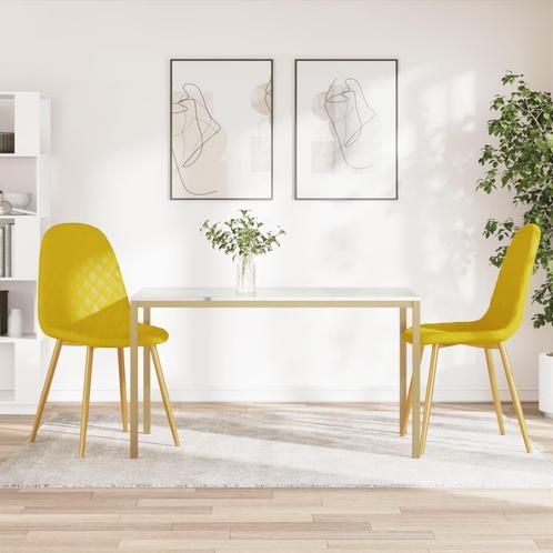 vidaXL Eetkamerstoelen 2 st fluweel mosterdgeel, Huis en Inrichting, Stoelen, Nieuw, Verzenden