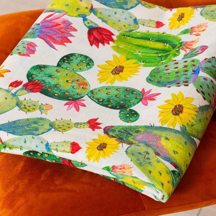 BA078 - Decoratief stof - Meubilair - Cactus & Bloemen -, Antiquités & Art, Tapis & Textile