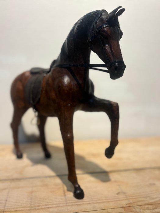 Beeld, Vintage lederen paard - 30 cm - Leder, Antiek en Kunst, Curiosa en Brocante