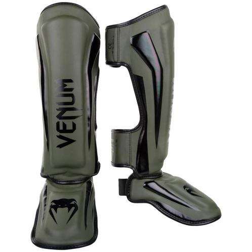 Venum Elite Kickboks Scheenbeschermers Khaki Zwart, Sport en Fitness, Vechtsporten en Zelfverdediging, Nieuw, Overige, Verzenden