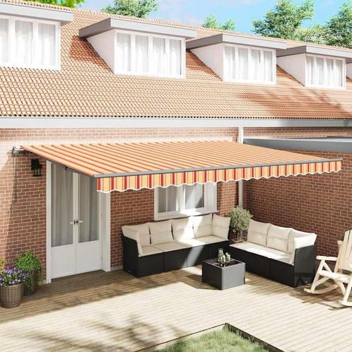 vidaXL Inklapbare Luifel geel en oranje 500 × 350 cm Stof, Tuin en Terras, Zonneschermen, Nieuw, Verzenden