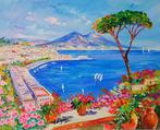 Alfredo Grimaldi (1950) - Fiori di Napoli con Vesuvio, Antiek en Kunst