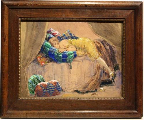 Gret Kalous (1892-1975) - Sleeping beauty, Antiek en Kunst, Kunst | Schilderijen | Klassiek
