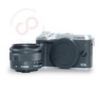 Canon EOS M6 Mark I zilver + 15-45mm IS STM nr. 1250, Ophalen of Verzenden, Zo goed als nieuw, Compact, Canon