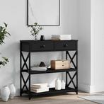 vidaXL Wandtafel 75x28x75 cm bewerkt hout zwart, Huis en Inrichting, Verzenden, Nieuw