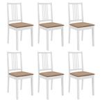 vidaXL Chaises à manger avec coussins lot de 6 blanc, Maison & Meubles, Verzenden, Neuf