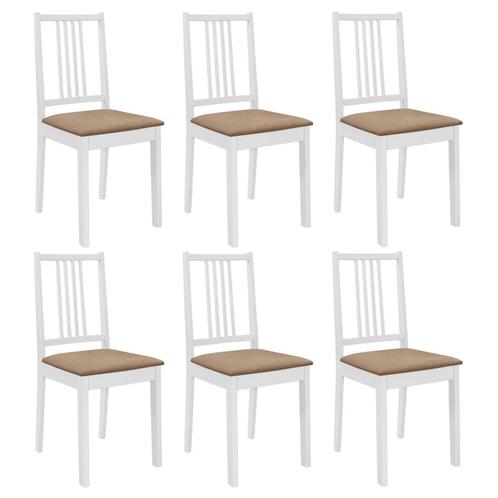 vidaXL Chaises à manger avec coussins lot de 6 blanc, Maison & Meubles, Chaises, Neuf, Envoi