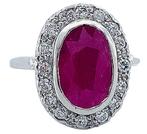Ring Platina Robijn - Diamant, Nieuw