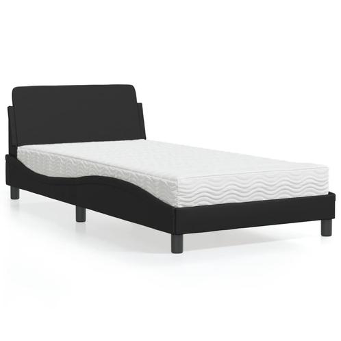vidaXL Lit avec matelas noir 100x200 cm similicuir, Maison & Meubles, Chambre à coucher | Lits, Neuf, Envoi