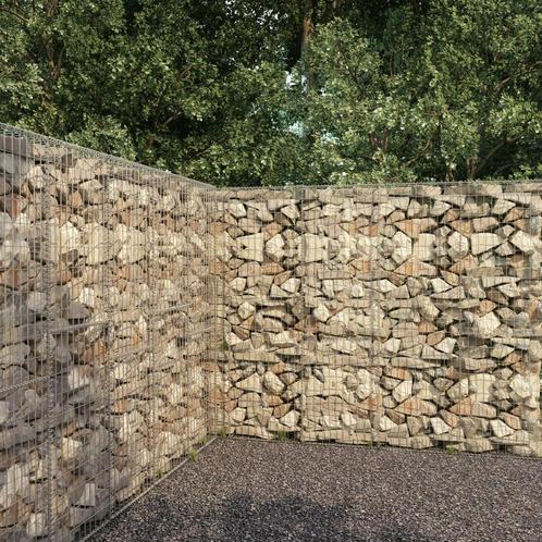 vidaXL Mur en gabion avec couvercle Acier galvanisé 300, Jardin & Terrasse, Clôtures de jardin, Neuf, Envoi