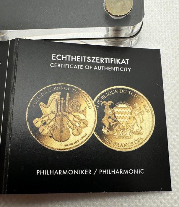 Tsjaad. 5000 Francs Philharmonic Vienna 2019, oro 1/200 Oz, Postzegels en Munten, Munten | Europa | Niet-Euromunten