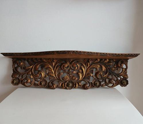 Porte-chapeaux - Bois, Bronze - GRANDE feuille dor sculptée, Antiek en Kunst, Antiek | Overige Antiek