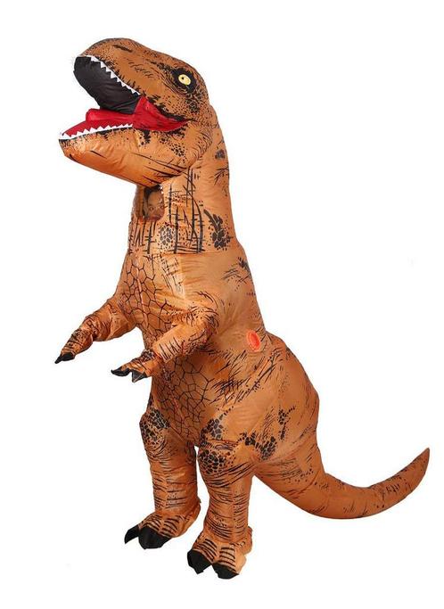 KIMU® Opblaas Kostuum Kinderen T-Rex Bruin 110 116 122 128 1, Kinderen en Baby's, Carnavalskleding en Verkleedspullen, Nieuw, Ophalen of Verzenden