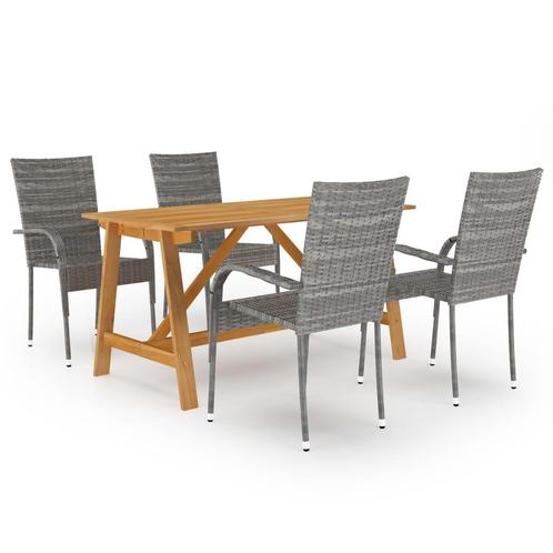 vidaXL Ensemble Ã  manger de jardin 5 pcs Gris, Jardin & Terrasse, Ensembles de jardin, Neuf, Envoi