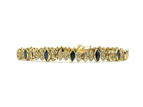 Armband - 18 karaat Geel goud - 0.84ct. tw. Diamant, Handtassen en Accessoires, Armbanden