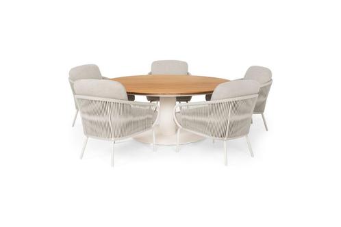 Suns Dolce low dining set camel sand met Grado tafel Ø 170, Tuin en Terras, Tuinsets en Loungesets