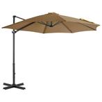 vidaXL Parasol met draagbare voet taupe, Tuin en Terras, Verzenden, Nieuw