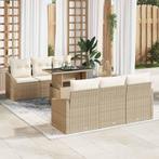 vidaXL Tuinbank Set met opslag 7 pcs Beige Poly rattan, Verzenden, Nieuw
