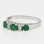 Zonder Minimumprijs - Ring - 14 karaat Witgoud Smaragd -, Handtassen en Accessoires, Ringen, Nieuw