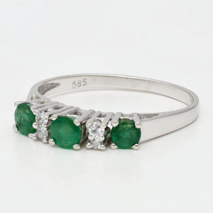Zonder Minimumprijs - Ring - 14 karaat Witgoud Smaragd -, Handtassen en Accessoires, Ringen