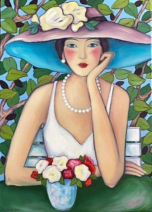 Natalia Molinari (XX-XXI) - Francesca in terrazza, Antiquités & Art, Art | Peinture | Classique