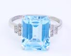 Zonder Minimumprijs - Ring - 14 karaat Witgoud Topaas -, Handtassen en Accessoires, Ringen, Nieuw
