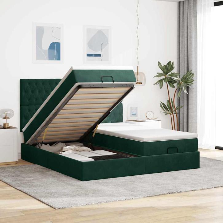 vidaXL Ottoman bed met matrassen 180x200cm fluweel, Huis en Inrichting, Slaapkamer | Bedden, Nieuw, Verzenden