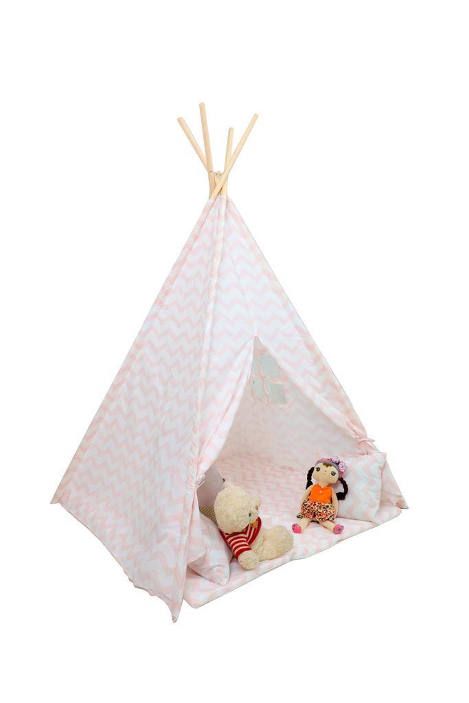 Tipi tent - speeltent met vloermat en kussens – roze - zi., Kinderen en Baby's, Speelgoed | Speeltenten, Nieuw, Ophalen of Verzenden